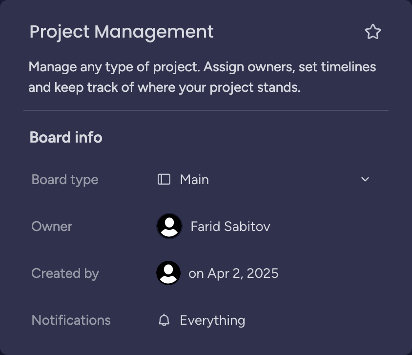 Board Info Dialog