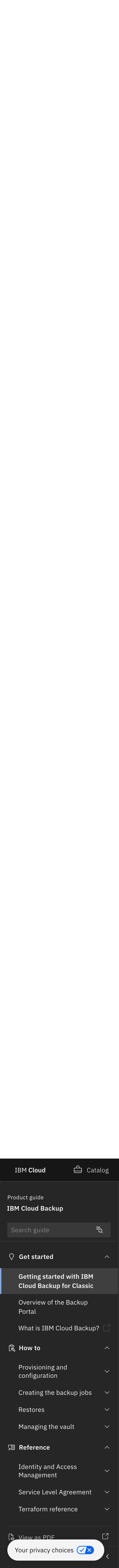 IBM Cloud Left Side Nav